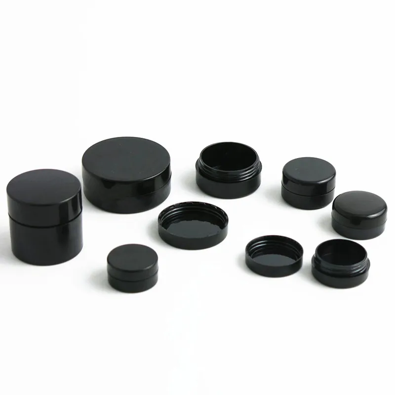 100pcs/lot 1g 2g 3g 5g 10g 20g Black Plastic Jar Mini Round Cream Jars Refillable Cosmetic Bottle Make Up Sample Container Empty
