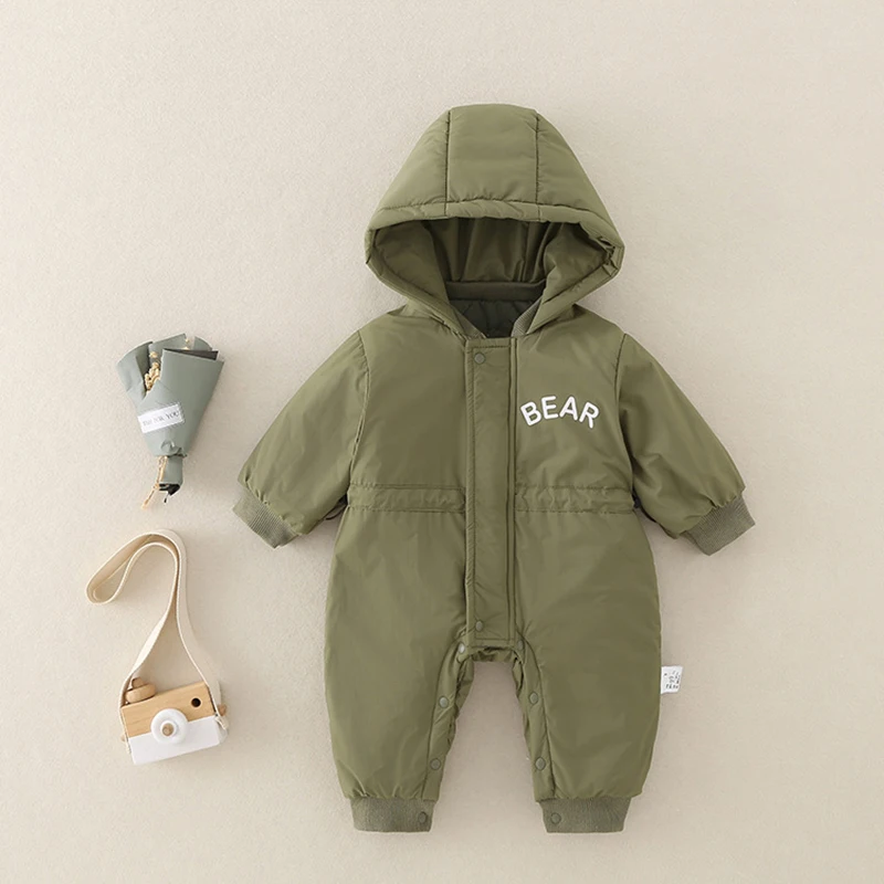 Description Picture 3 of itemAutumn Winter Baby Clothes Outdoor Jackets 0-2Y Infant Boys Warm Windproof Romper Toddler Girls Hooded Jumpsuit Newborn Outwear