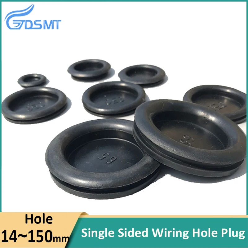 Rubber Grommet Black Single Sided Blanking Blind Rubber Wiring Grommets Hole Plug Electrical Wire Gasket Hole Dia14mm-150mm