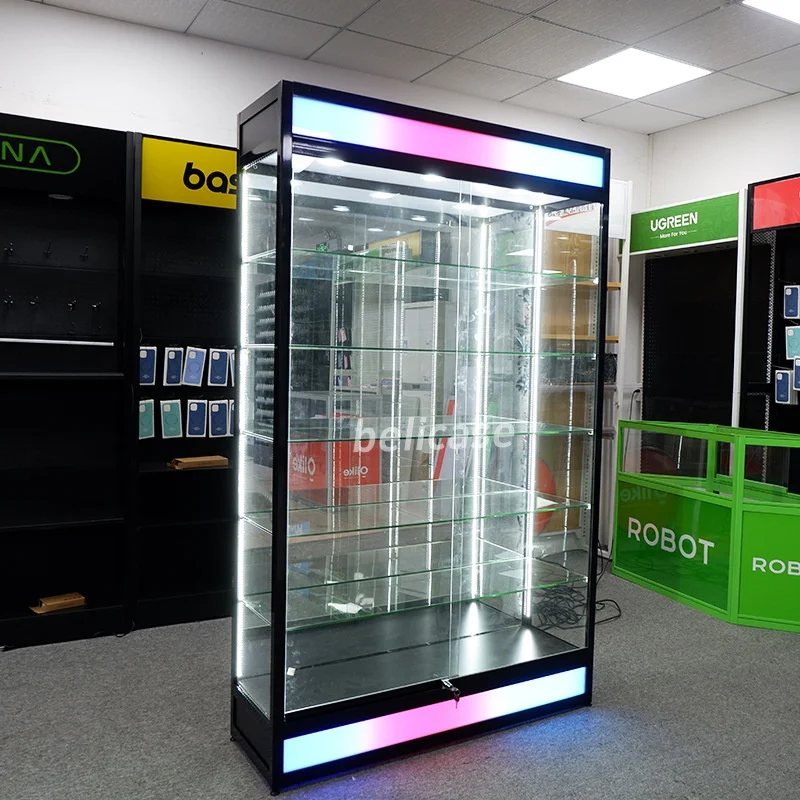 

Custom. Retail Shop Furniture Aluminum Frame Showcases Glass Display Store Glass Cabinet Display Smoke Shop Display