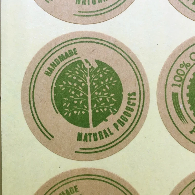 150Pcs Kraft Paper Sticker Natural Organic Product Seal Sticker Round Vintage Handmade Gift Packaging Label Baking Decoration