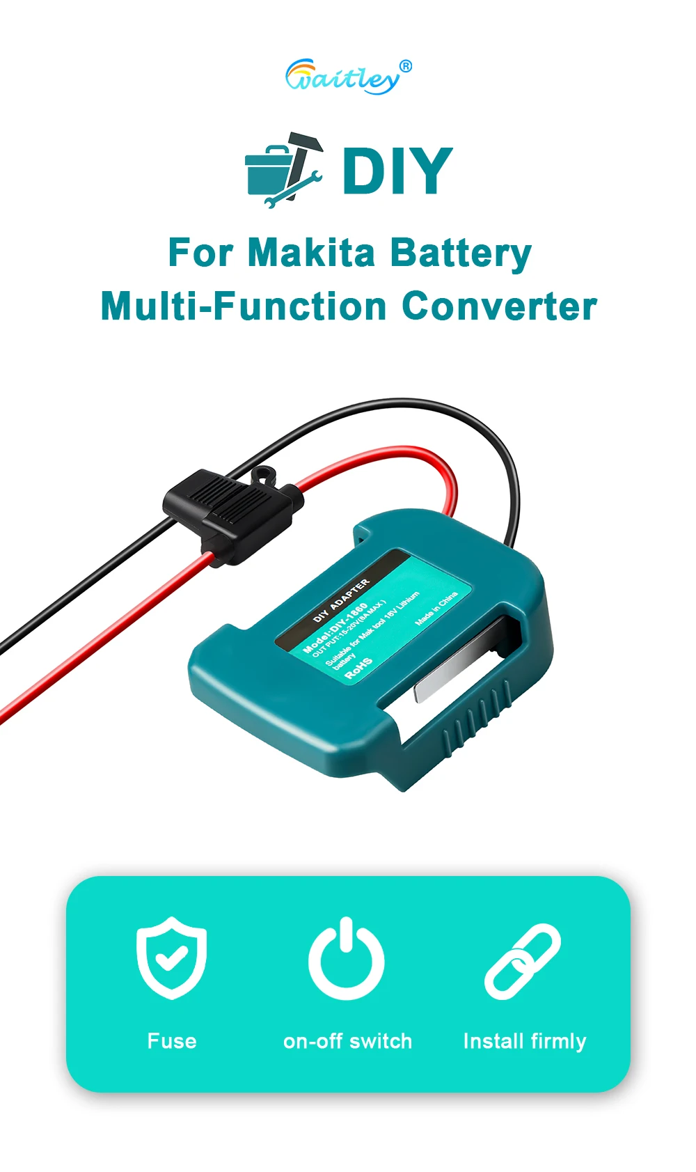 External Battery Adapter Converter for MT Makita 14V/18V Battery DIY Power Tool