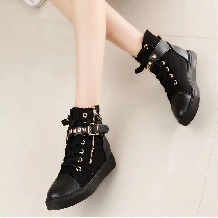 White Sports Ladies Footwear Athletic High Top Sneakers Spring Autumn Black Women's Shoes Korean On Sale Designer Luxury Walking - Image 4