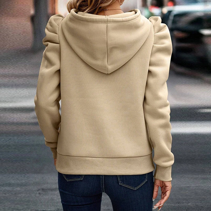 Autumn Winter Hooded Sweatshirt Women Casual Solid Oversized Sweatshirts For Women Fashion Pullover Tops 2024