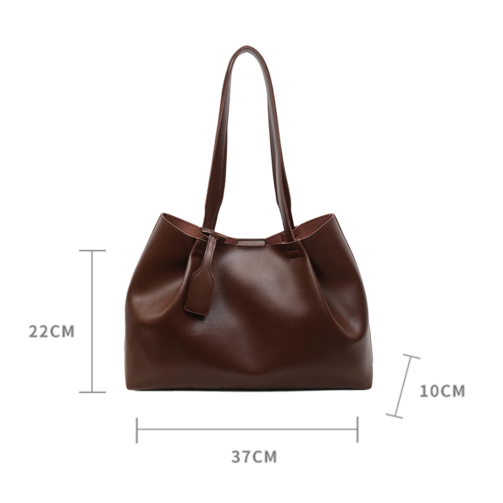 PU Leather Shoulder Bags Pleated Tote Bags Retro Commuter Bag for Women Work Shopping Travel Daily