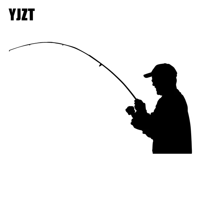 YJZT 15.4CMX9.3CM Lovely Fisherman Silhouette Fishing Vinyl Car