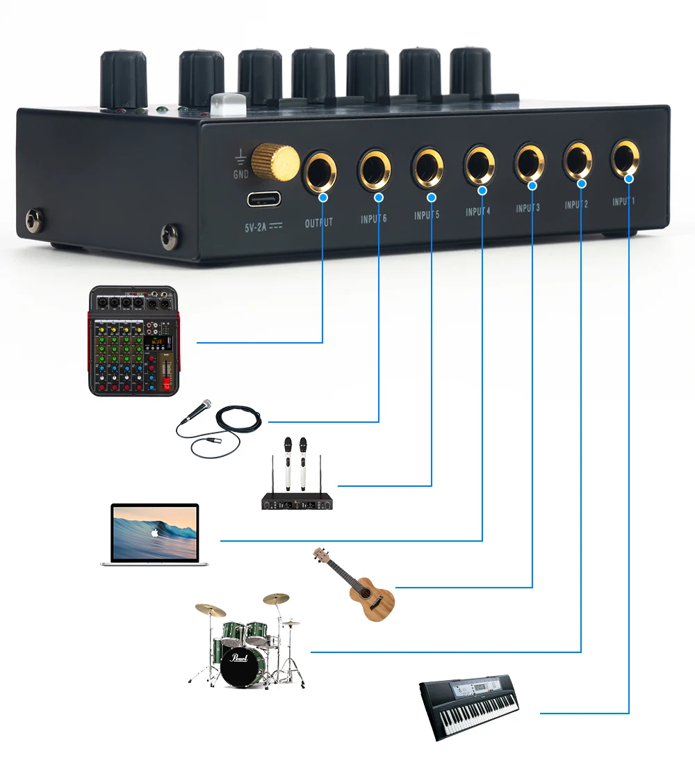 Audio Mixer Ultra Compact Mixer Mini DJ Low Noise 6 channel Sound Mixer Professional KTV Sound Stereo Guitar musical instrument