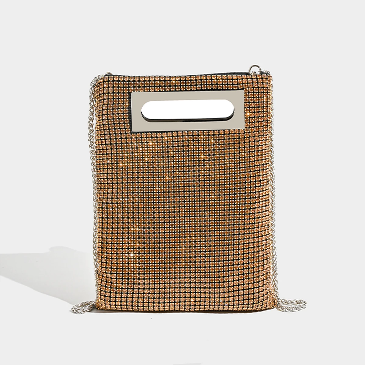 thumbnail image 1 of JIOMAY Bolsos de mano para mujer Bolsos de diseñador de lujo Carpeta Monederos con diamantes de imitación para mujer Monedero plateado portátil Bolso cuadrado de moda, 1 of 5