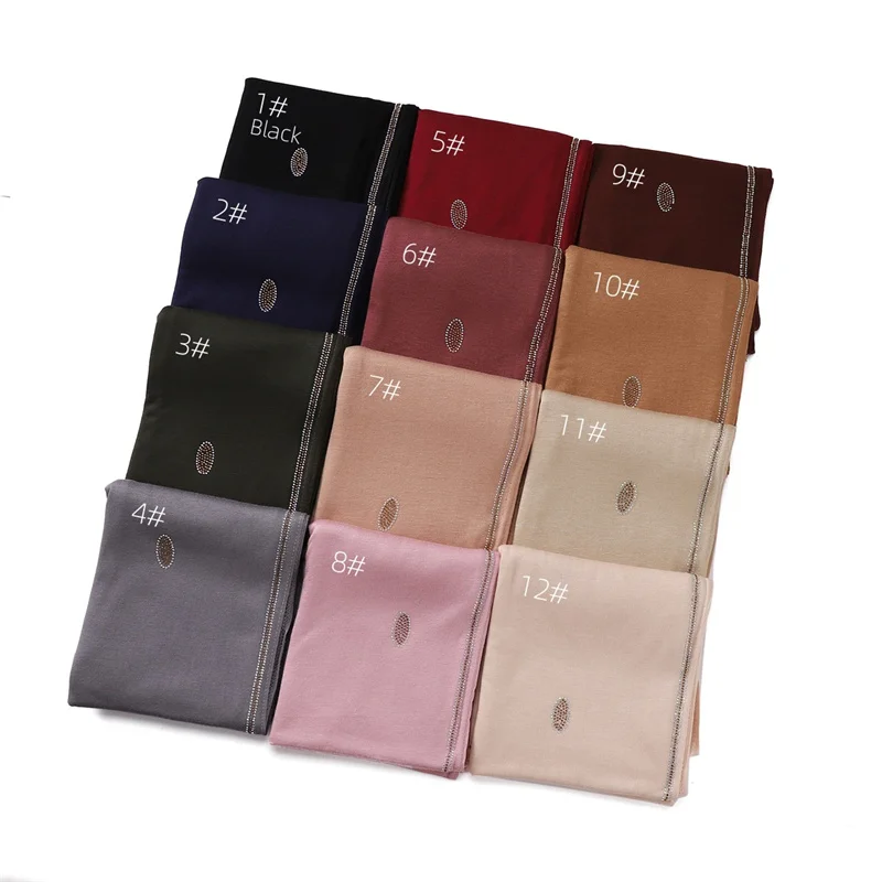 Oval Necklace Chain Cotton Modal Jersey Hijab Shawls Lady High Quality Wrap Beach Summer Bufandas Ramadan Muslim Sjaal 170*70Cm 6