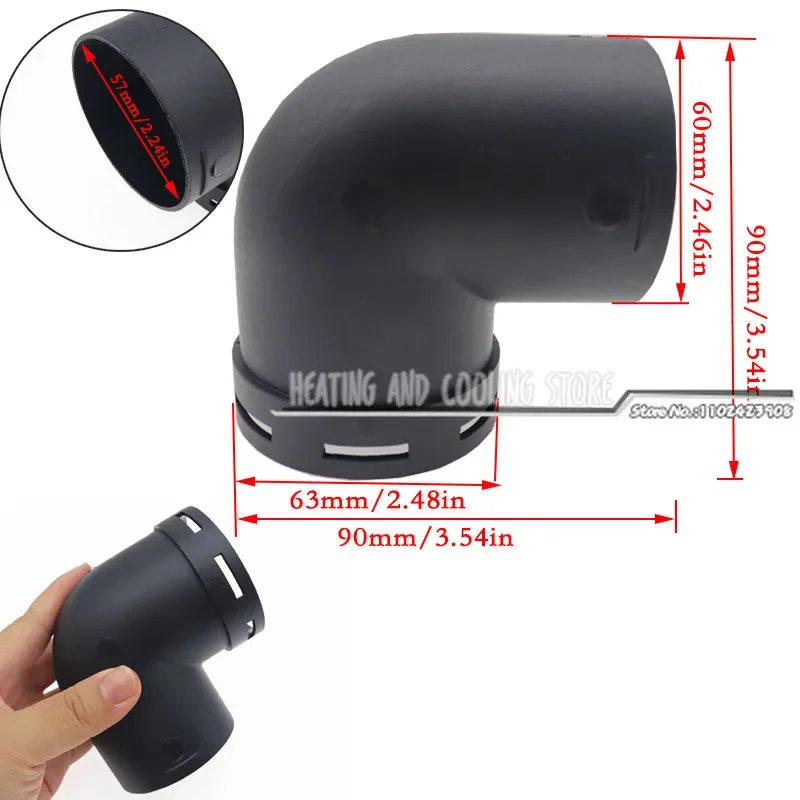42/60/75/90mm Car Air Heater Heater Ducting Pipe Elbow Outle Plastic Connector Heating Pipe Air Intake Pipe