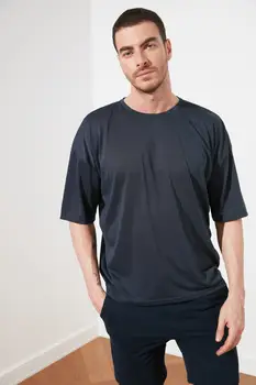 Trendyol Basic Men 'S Bike Collar Oversize Short-Sleeve T-Shirt TMNSS21TS0811 футболка оверсайз футболка мужская camisetas топ 1
