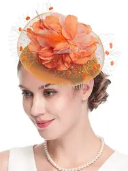 Lady Fancy Fascinators Hats for Womens Mesh Wedding Headwear Veil Flower Cocktail Tea Party Church Derby Hat Chapeu Feminino