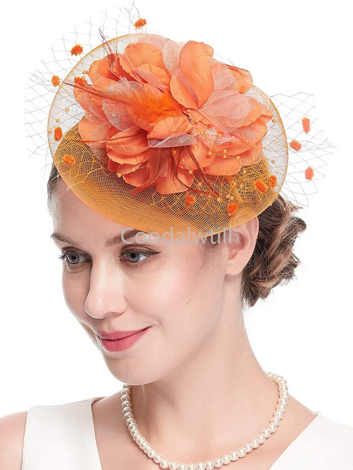 LadyFancyFascinatorsHatsforWomensMeshWeddingHeadwearVeil