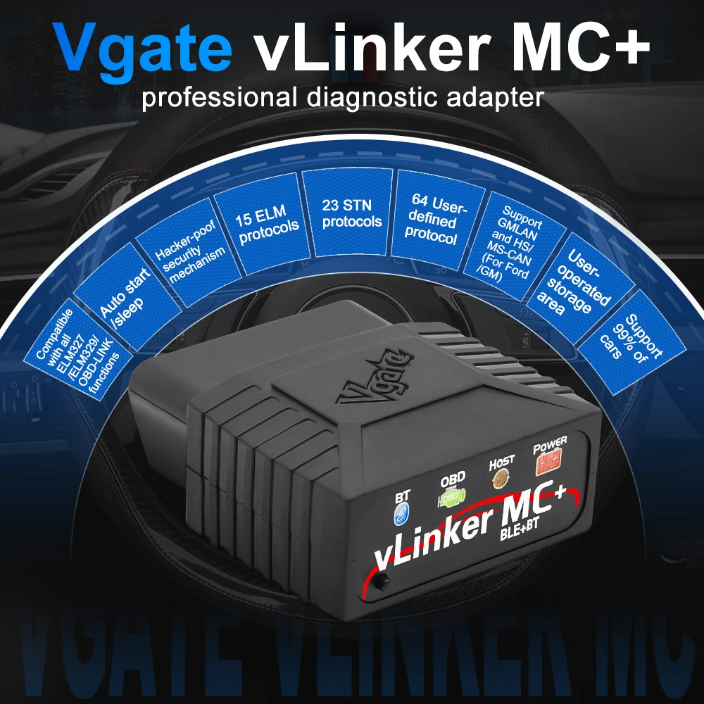 Vgate Vlinker Mc Elm327 Bluetooth Obd2 Scanner Obd Wifi
