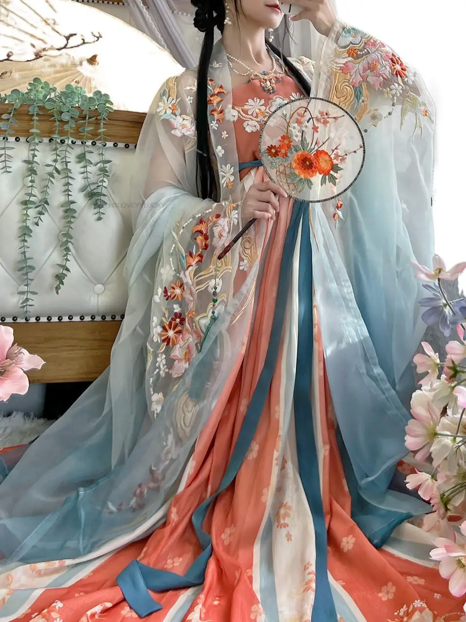 practical top sale domestic outdoor industrial recoil spring spring delicate exquisite 1 pcs parts replacements Spring Summer Chinese Hanfu Women Traditional Hanfu Dance Fairy Costume Ancient Princess Delicate Embroidery Cosplay Dress Set