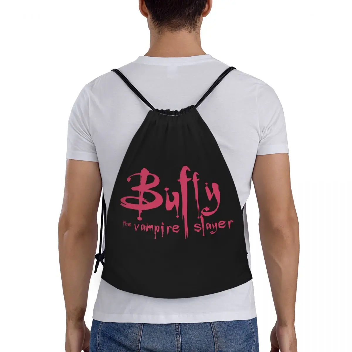 Custom Buffy The Vampire Slayer Drawstring Bags for Shopping Yoga Backpacks Men Women Supernatural TV Show Sports Gym Sackpack 5
