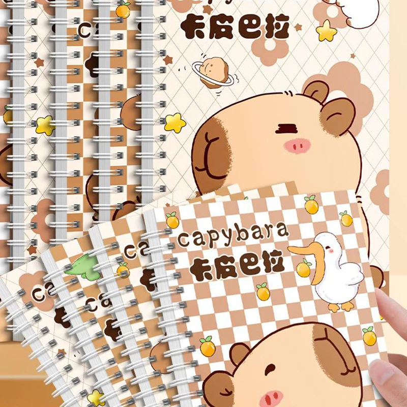 2/4Pcs Kawaii Fashion Capybara A5 Coil Notebook Cute Cartoon Thickened Notepad Portable Mini Diary Student Stationery Gifts