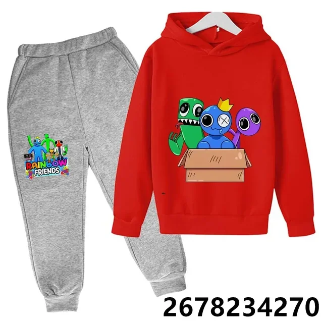 thumbnail image 1 of Nuevas sudaderas con capucha para niños con estampado de dibujos animados de amigos del arcoíris de anime, sudaderas de manga para primavera, otoño e invierno, conjuntos de sudaderas con capucha para, 1 of 5
