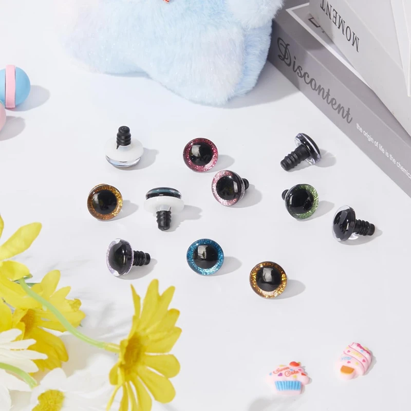Plastic Safety Eyes 10PCS Clear 3D Glitter Plastic Safty Eyes For Crochet Toys Crafts Doll Making Animal Baby 9/10/12/14/16/18/20mm