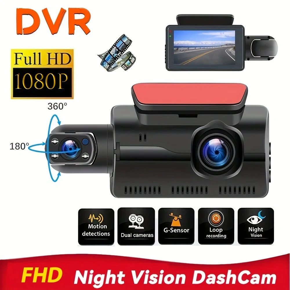 3 Channel Car Dvr Hd 1080p Dash Cam For Car 2 Inch Screen Dashcam Black Box  Driver Video Recorder Car Dvr Rear View Camera - Dvr/dash Camera -  AliExpress