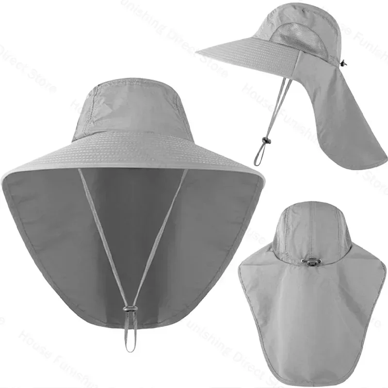 Men's Large Brim Summer Sun Hat With Neck Protector Outdoor Fishing Hat Shawl Shawl Denim Face Covering Sun Protection