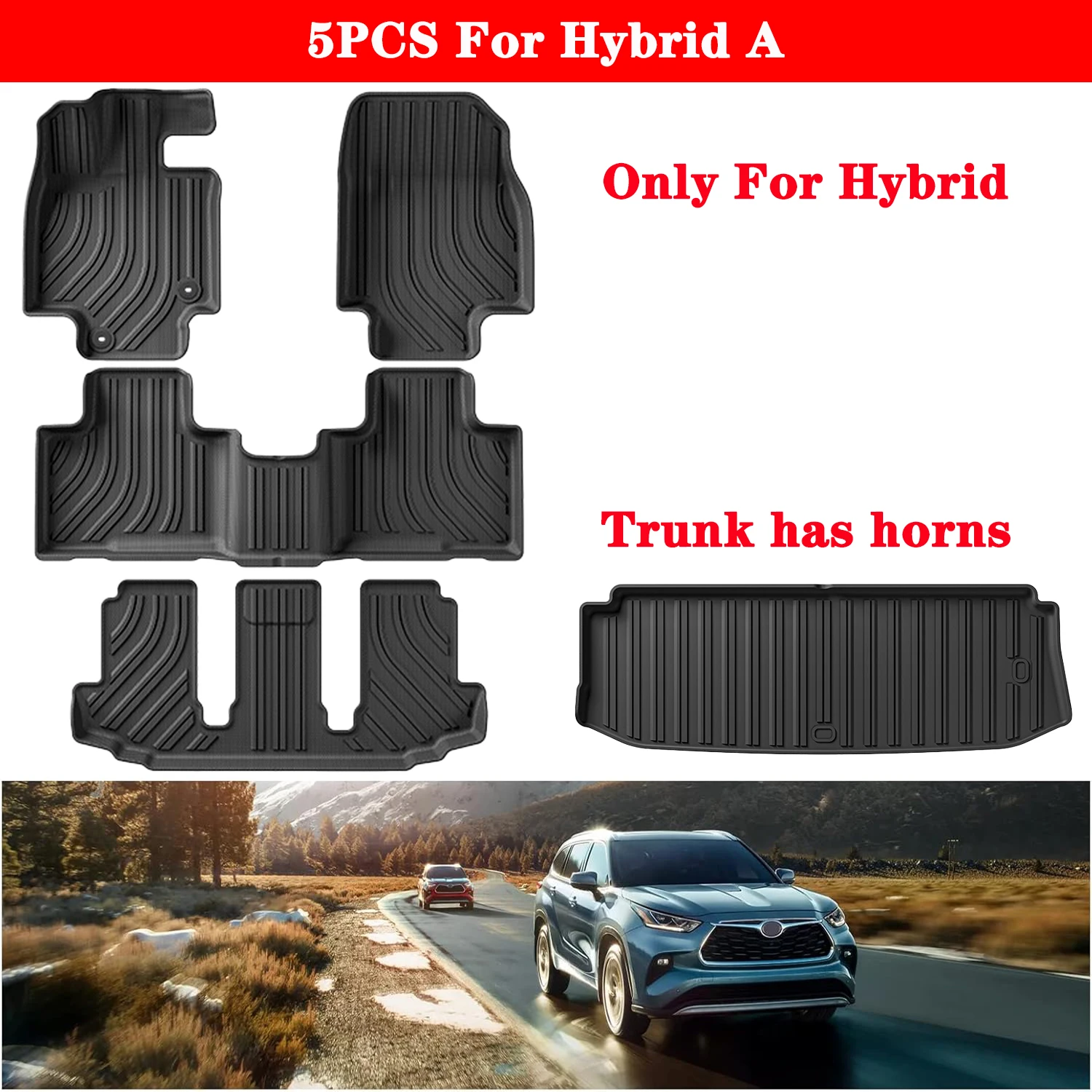 JTYZSM Backrest Mat For 2020-2024 Toyota Highlander Cargo Mat All - View #2