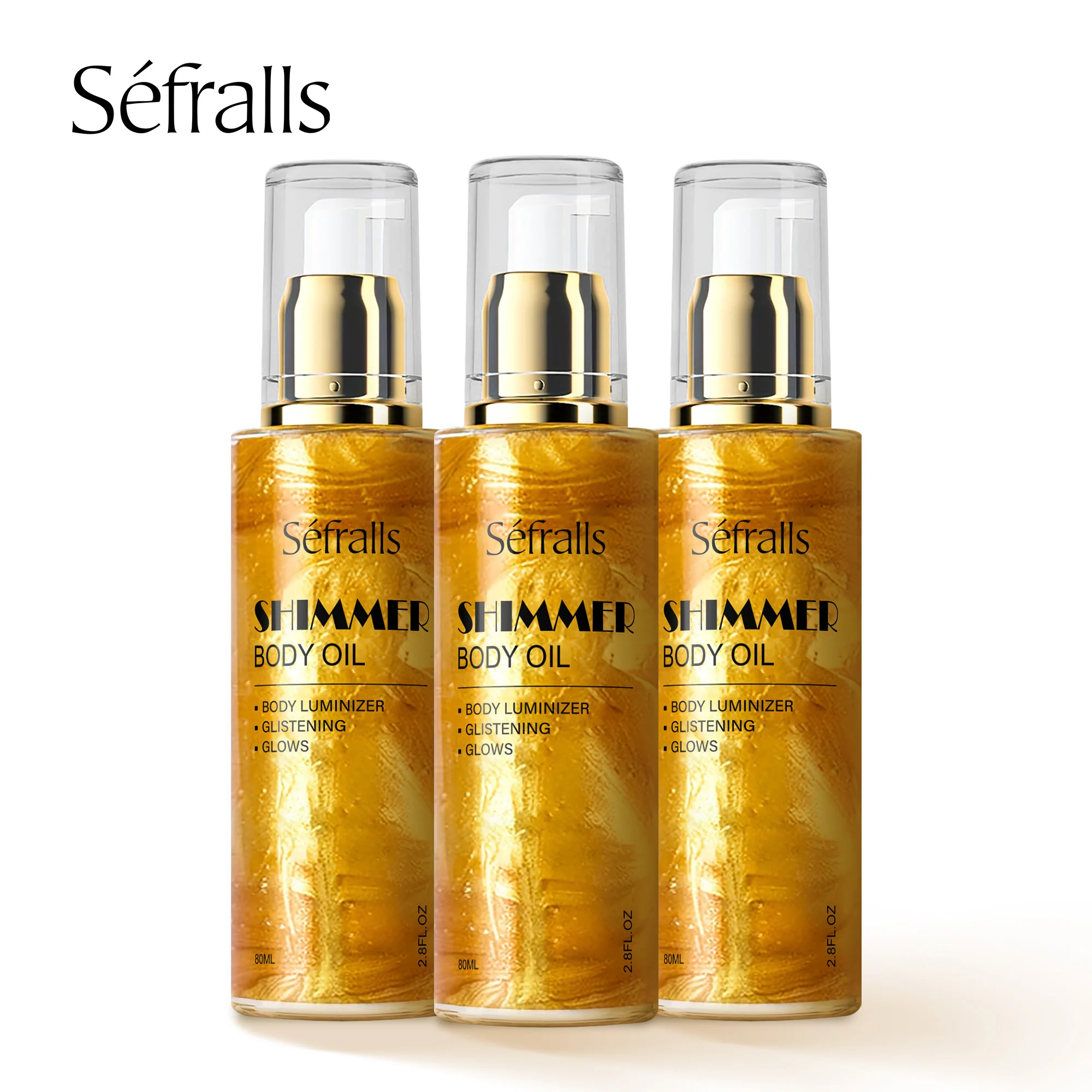 S&eacute;fralls Shimmer Body Oil 80ml*3pcs Lifting Firming Lighten Fine Lines Improve Sagging Skin Dullness Brightening Moisturizing