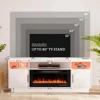 70''TV Stand with 36''Fireplace-LED Light Entertainment Center for 75+inch TV-White TV Cabinet,Modern TV Console for Living Room 5