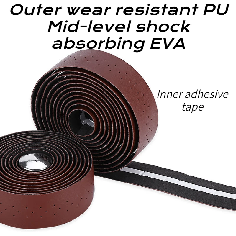 2PCS Bicycle Handlebar Tape Bicycle Road PU Artificial Leather EVA Textured Punch Strap Cycling Gear 2150x30x3mm Accessories