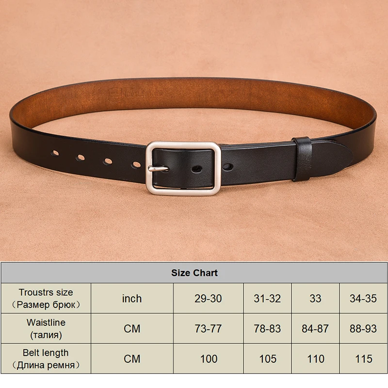 95cm-115cm Women's Leather Belt 33mm Natural Cowhide Alloy Silver Buckle Unisex Brown Belt Fashion Trousers Girdle Male leather belt