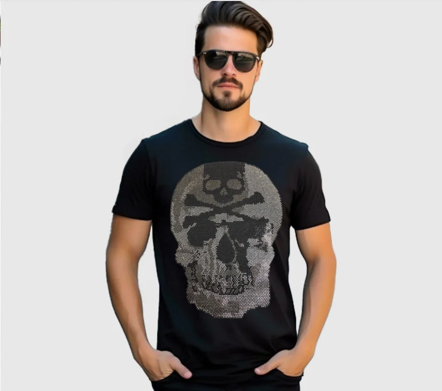 ZVX Men's Ice Silk Cotton T-Shirt - Cool Letter Embroidery, 2024 Summer Short Sleeve Tee - View #5