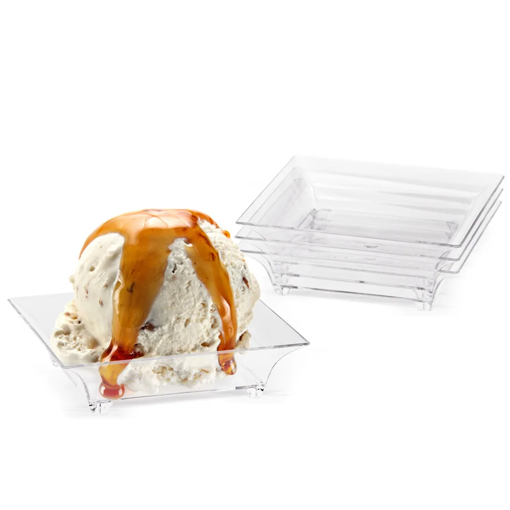 20/10PCS Disposable Plastic Square Sauce Dish For Birthday Mini Thickened Transparent Small Dish Dessert Cake Baking