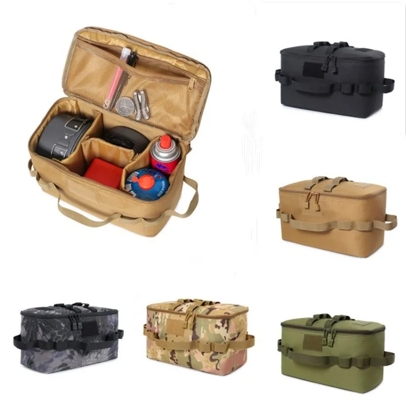 

600D MOLLE Pouch Outdoor Camping Storage Bag Basket Gas Tank Stove Canister Pot Carry Bag Sack Picnic Bag Cookware Organizer