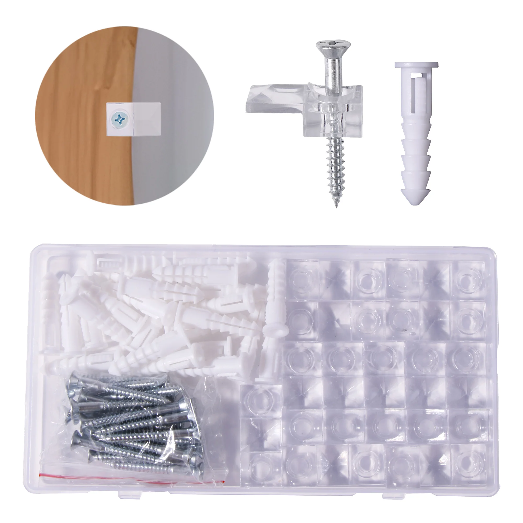 Mirror Holder Clips Kit 25 Sets Clear Glass Retainer Mounting Hanging Hardware for Fixing Frameless Door mirror fixing kit
