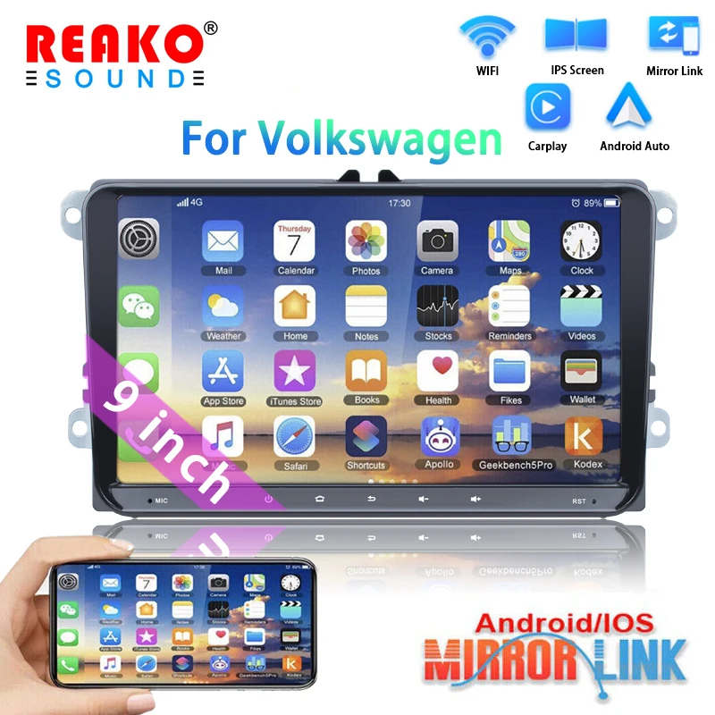 

Автомобильный мультимедийный плеер реакosound Android11 2 Din для VW / Volkswagen Skoda Octavia golf 5 6 touran passat B6 polo Jetta Coche