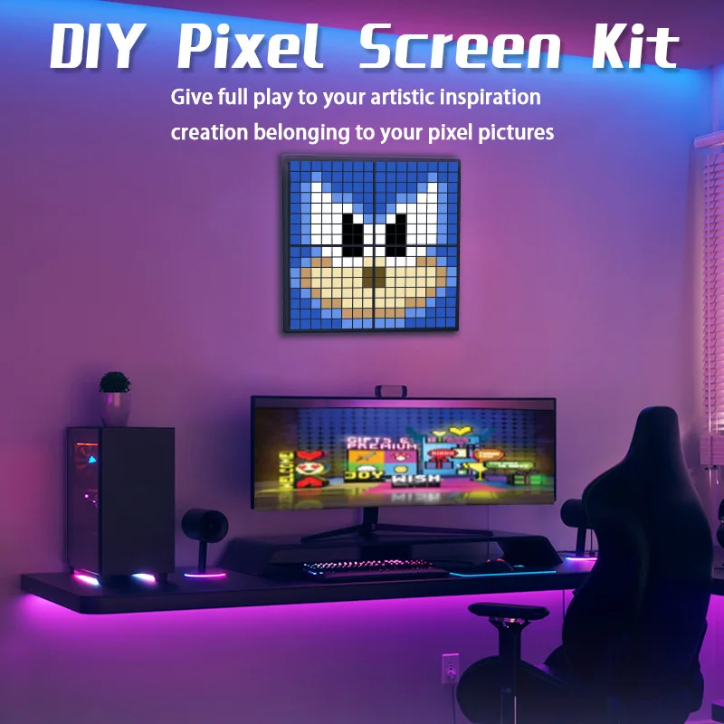 

LED Splicing Pixel Display Music Sync Smart APP Control Photo Frame Nightlight DIY Text Pattern Animation Gaming Room Home Decor
