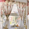 French Romantic Flowers Curtains Cloth For Living Room Lace Warp Ruffled Rose Tulle Curtains for Kitchen #A542 1