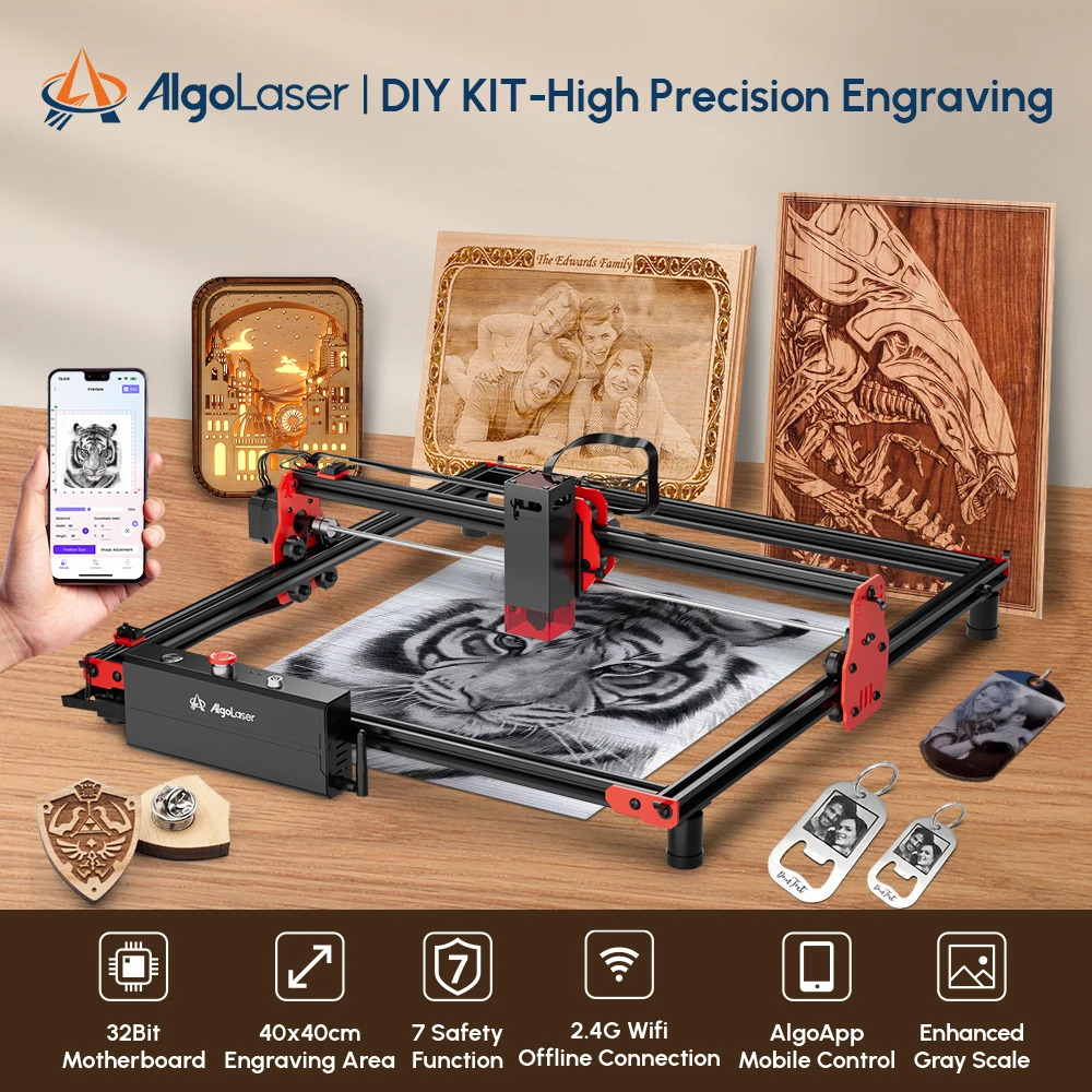 AlgoLaser DIY KIT Off-line Control Laser Engraver Phone 40*40cm Table Woodworking Engraving Cutting Machine Metal Glass Ceramics