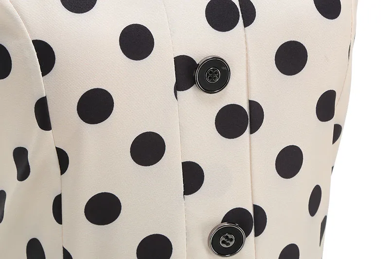 Elegantes Vintage 1950er Jahre Damen Sommerkleid Polka Dot Print Umlegekragen Party Sommerkleid mit Gürtel – Detail 16