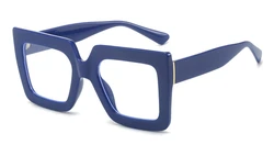 Vibrant Oversized Square Black Eyeglasses with Clear Lenses (Blue Clear)