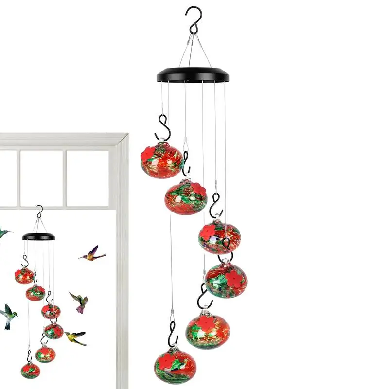 Bird Feeder Outside Birdfeeder Hummingbird Feeders With Wind Chimes Leak-Proof Garden Decor Bee Guard And Bee Proof Accessories