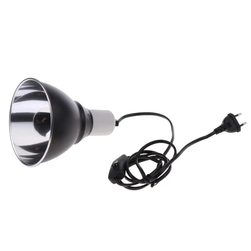 NEW 5.5inch E27 Reptile Light Dome Fixture-Bulb Reflector Lamp Holder -Vivarium Bracket EU Plug