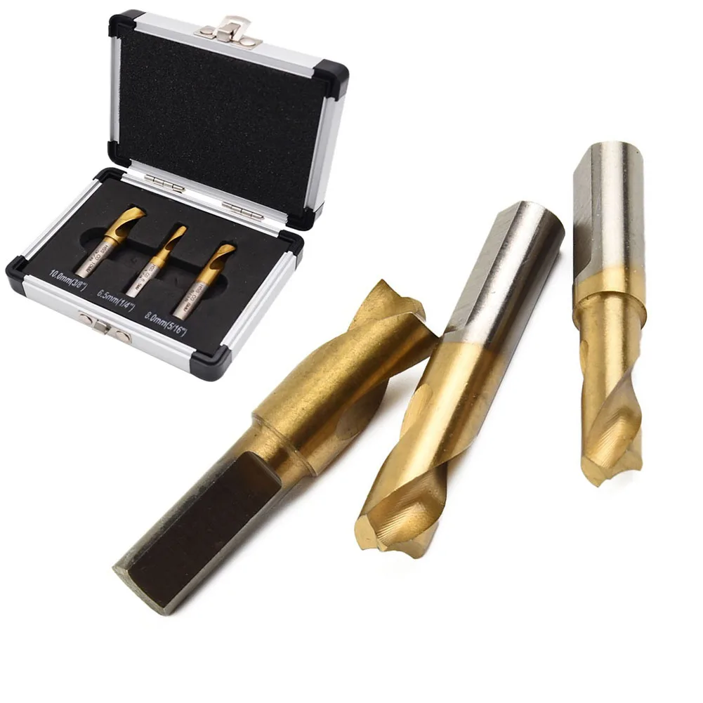 

3 Pcs Countersink Bit Welding Drill Bit 6.5/8/10mm HSS Cobalt Titanium Plating Spot-Weld Cutter For Metalworking Tools Parts