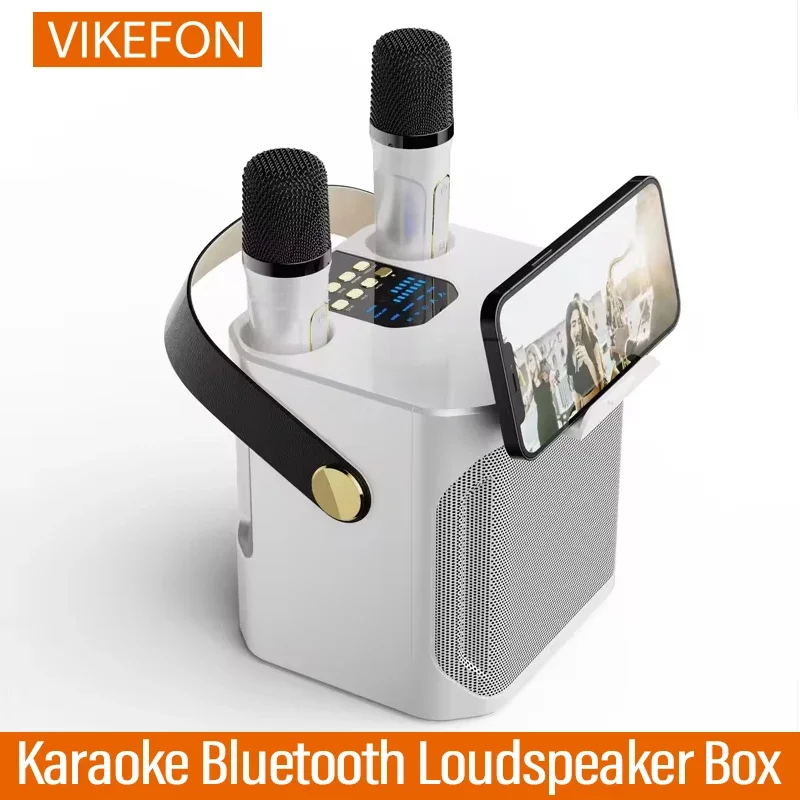 High Power Karaoke Bluetooth Speaker with Dual Microphone, 360° Stereo Surround, Waterproof, Wireless Subwoofer, Portable Boombox 1