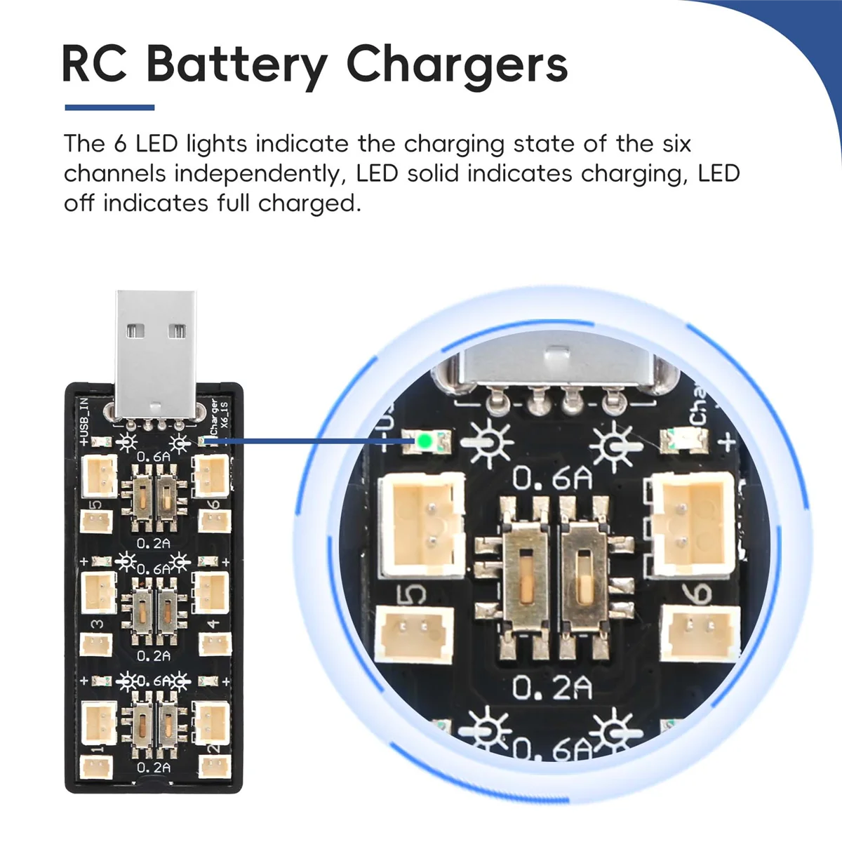 1s Lipo Usb 3.7 V/4.2v 6ch Micro Jst Jst-ph 2.0 Mcx Mcpx | Cuotas sin interés