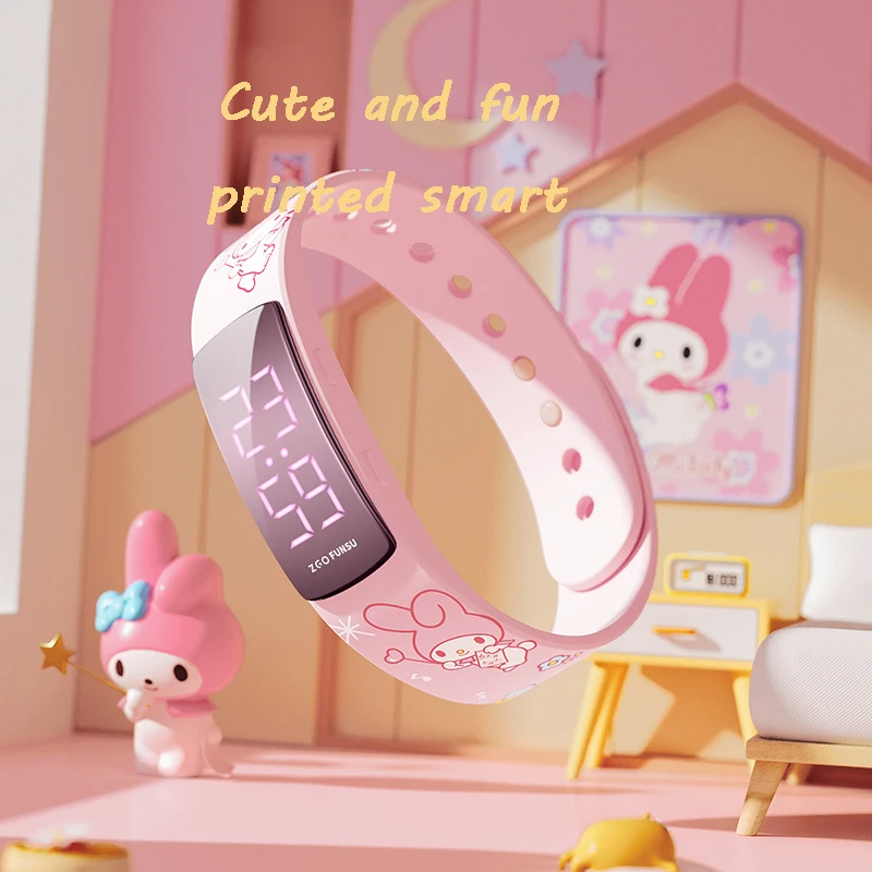 Kawaii Sanrio Kuromi My Melody Cinnamoroll Smart Bracelet Anime Figure Watch Dust-Proof Water Proof Usb Charging Stopwatch Gift