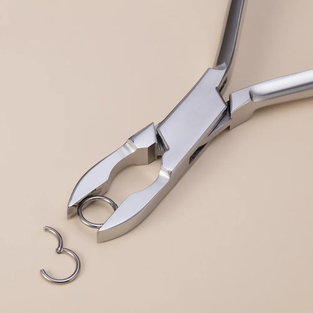 1개 316L 스테인리스 스틸 피어싱 집게 클램프 펜치 (코, 귀, 배꼽, 입술용) 전문 바디 피어싱 용품 도구