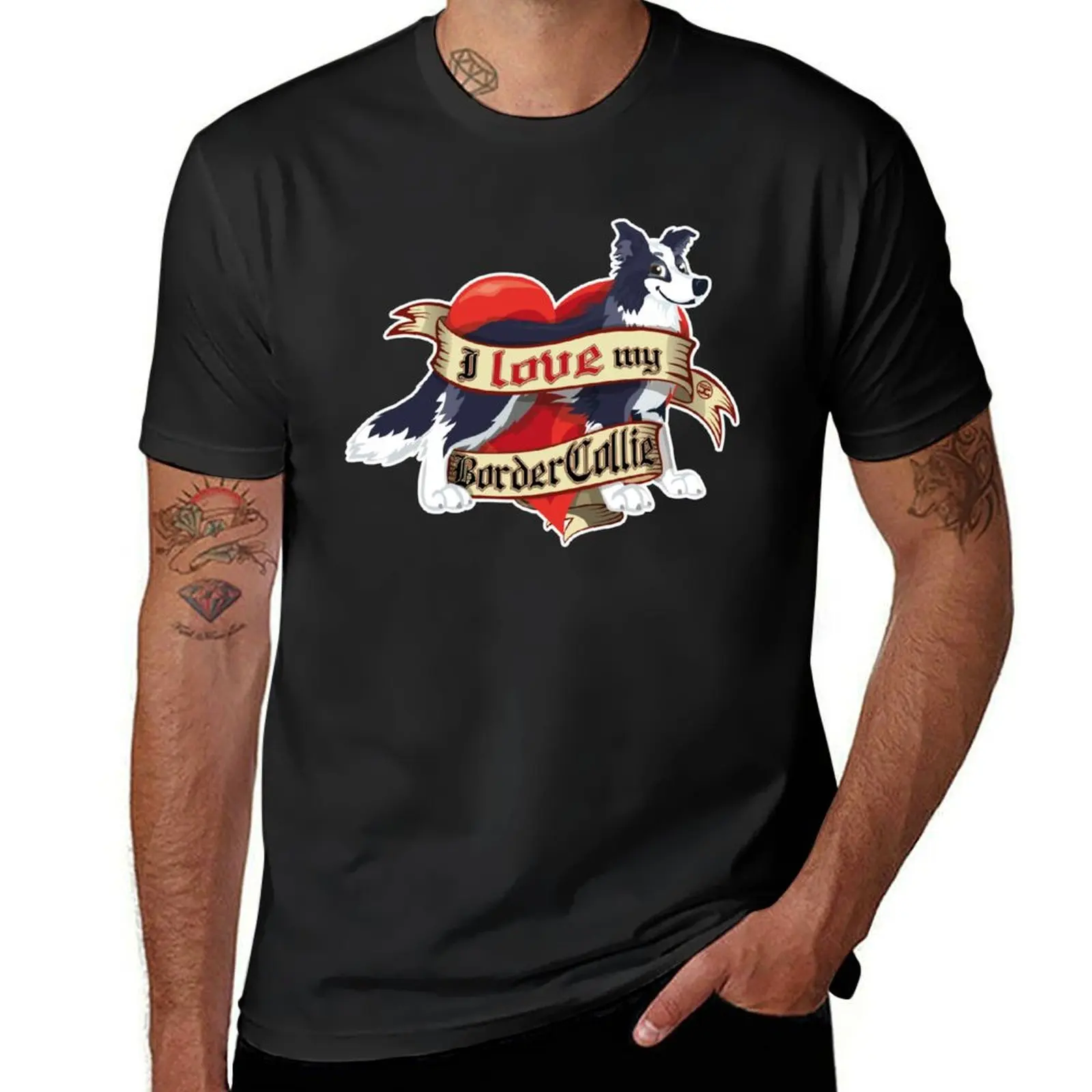 

I Love My Border Collie - Blue T-Shirt summer top vintage clothes quick-drying blanks mens t shirts