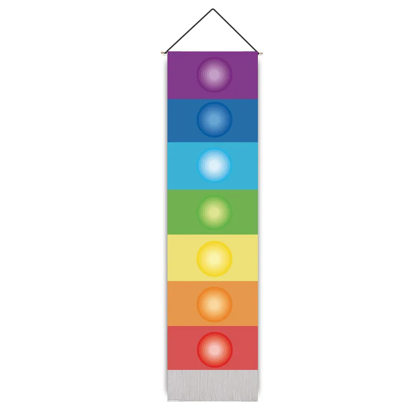 

7 Chakras Wall Blanket With Tassel Trippy Room Decor Wall Rug