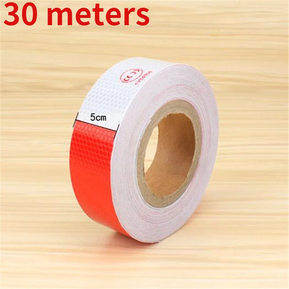 30 Meters Reflective Tape Red and White Reflective Strip Body Tape Stick Car Road Traffic Night Luminous Safety Pvc Warning